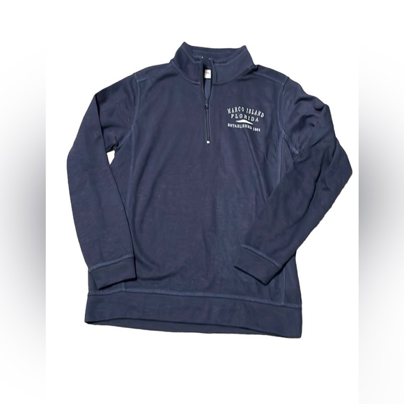 Comfort Authentic Marco Island Florida size medium 1/4 zip navy pullover - Picture 1 of 10